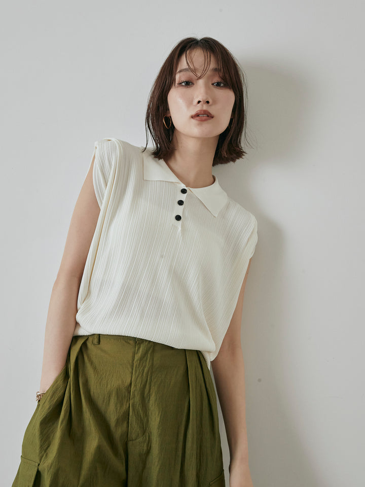 [予約]ランダムリブポロニットベスト/オフ