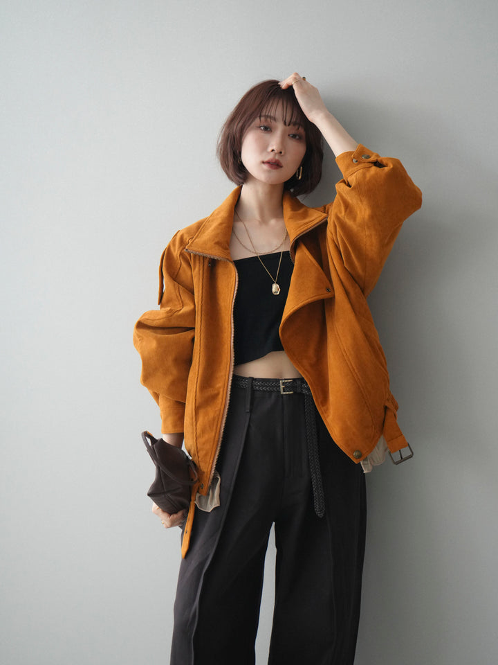 [SET]コーデュロイライダース裾レースブルゾン+選べるアクセセット(2set)