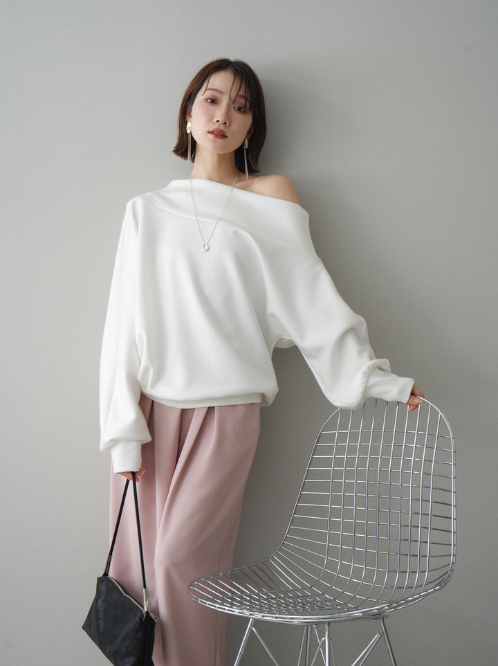 [SET]アシンメトリーオフショルポンチプルオーバー+選べるアクセセット(2set)