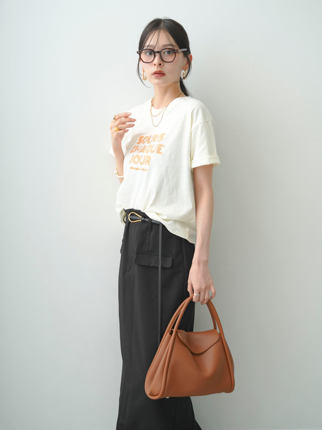 [予約]ロゴ刺繍TEE/ecru