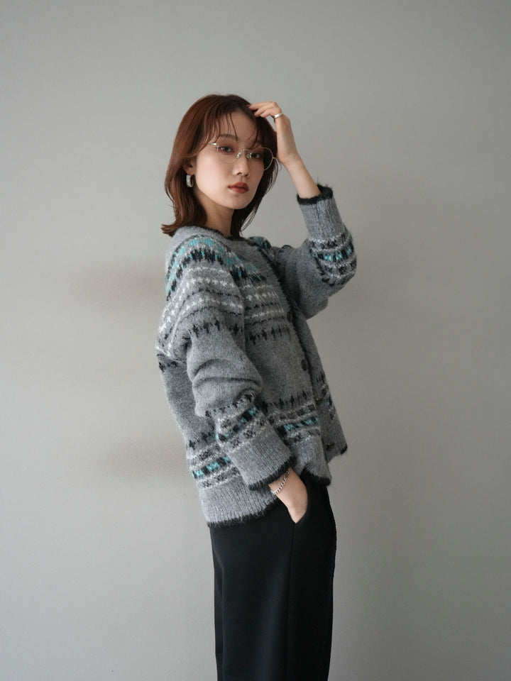 [SET]求心柄ウッドボタンニットカーディガン+2WAYデザインスウェットパンツ(2set)