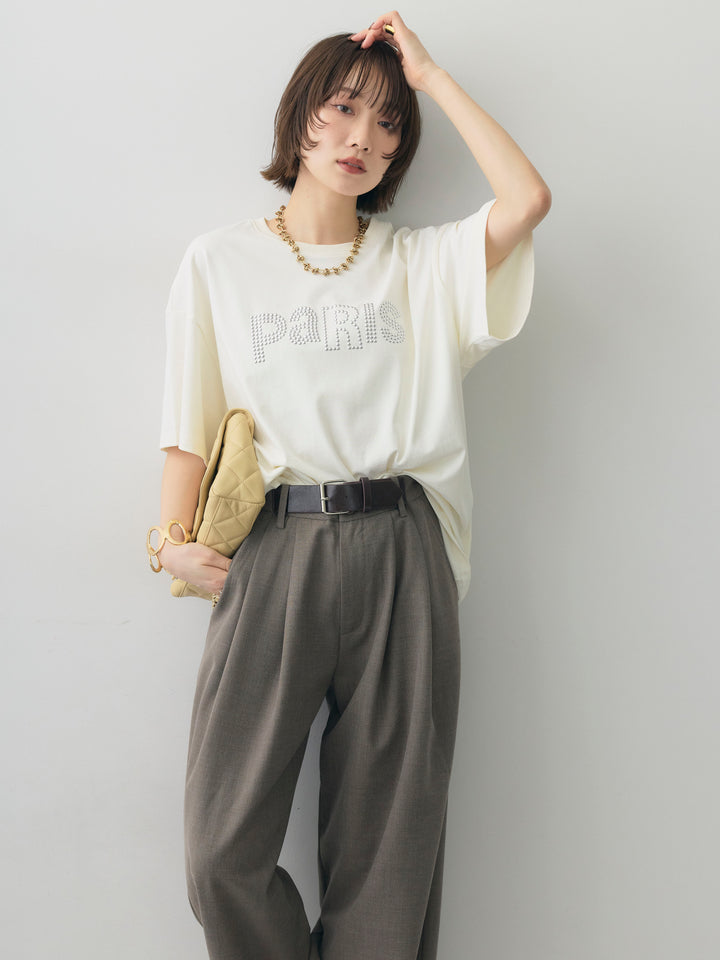 [予約]スタッズロゴTEE/ivory