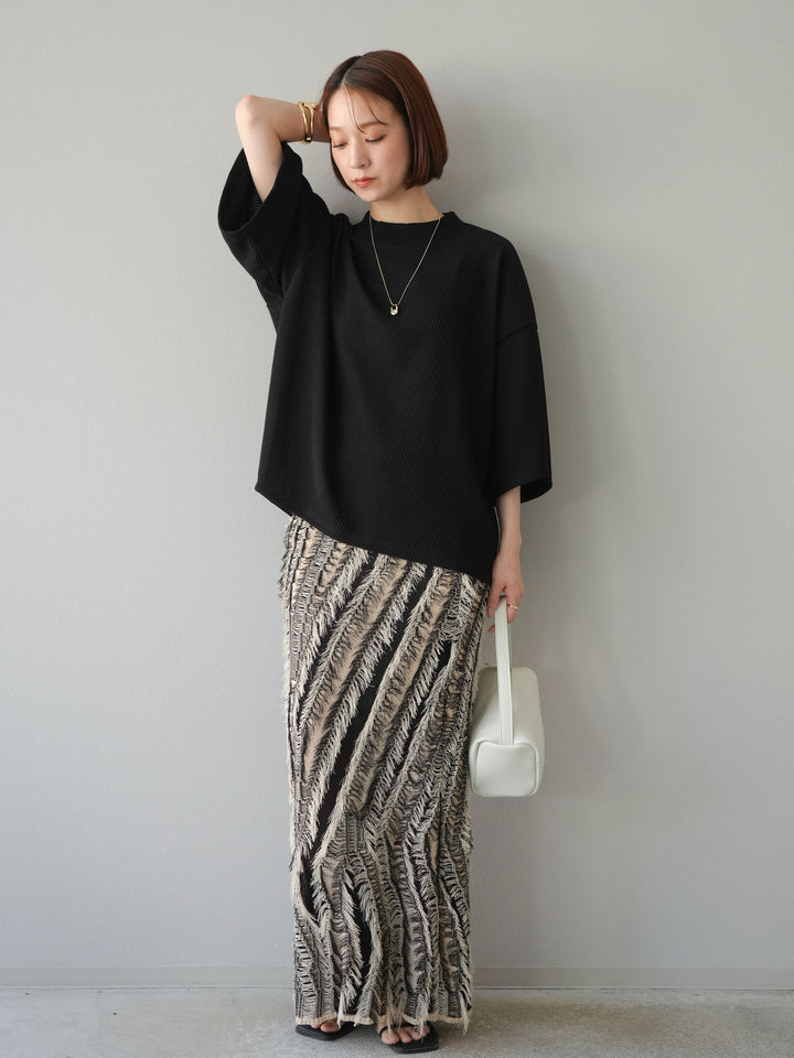 [預訂] 立領羅紋套頭衫/黑色