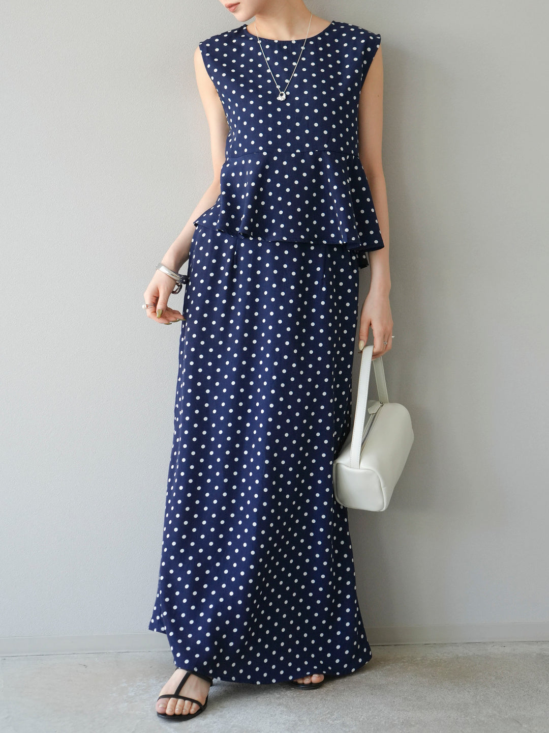 [予約]ドットAラインスカート/ネイビー