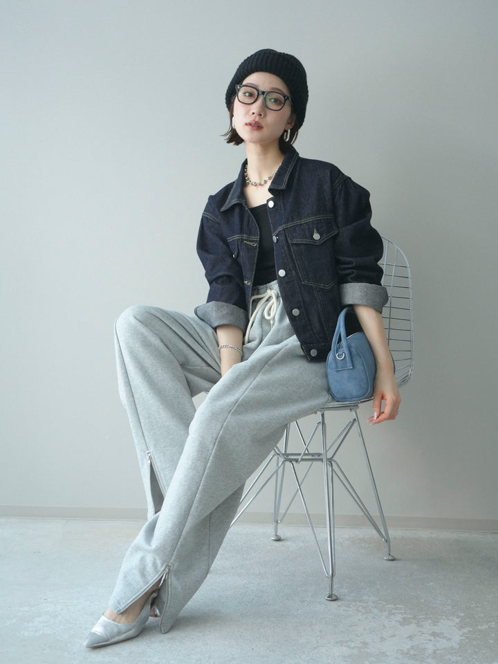 [予約]配色ステッチデニムジャケット/darkblue