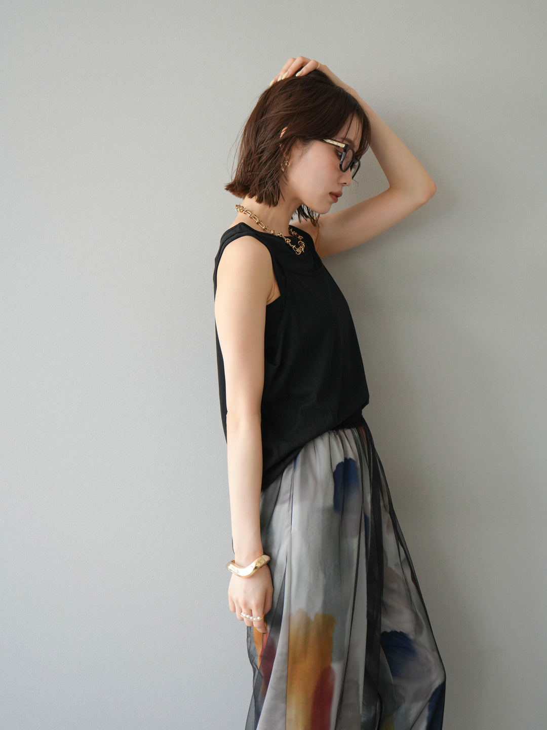 [予約]アイスタッチ2WAYデザインキャミタンク/ブラック