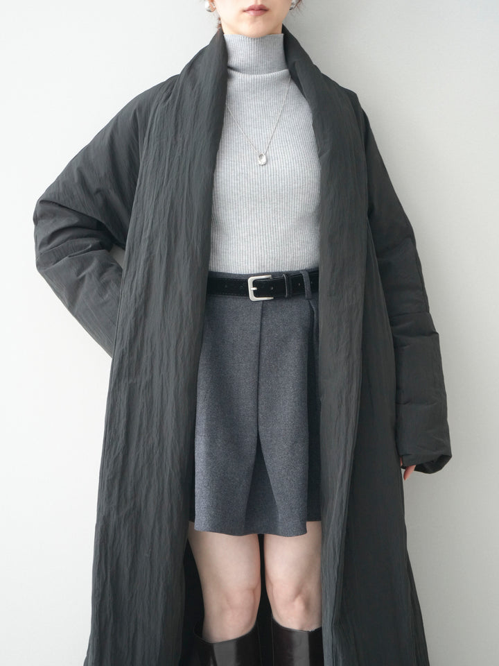 [SET]ロングダウンコート+袖ボタンボトルネックリブニットトップス(2set)