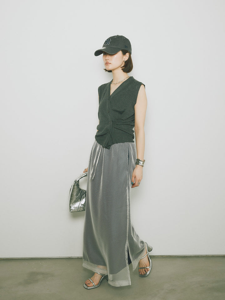 [予約]メッシュレイヤードスカート/ライトグレー