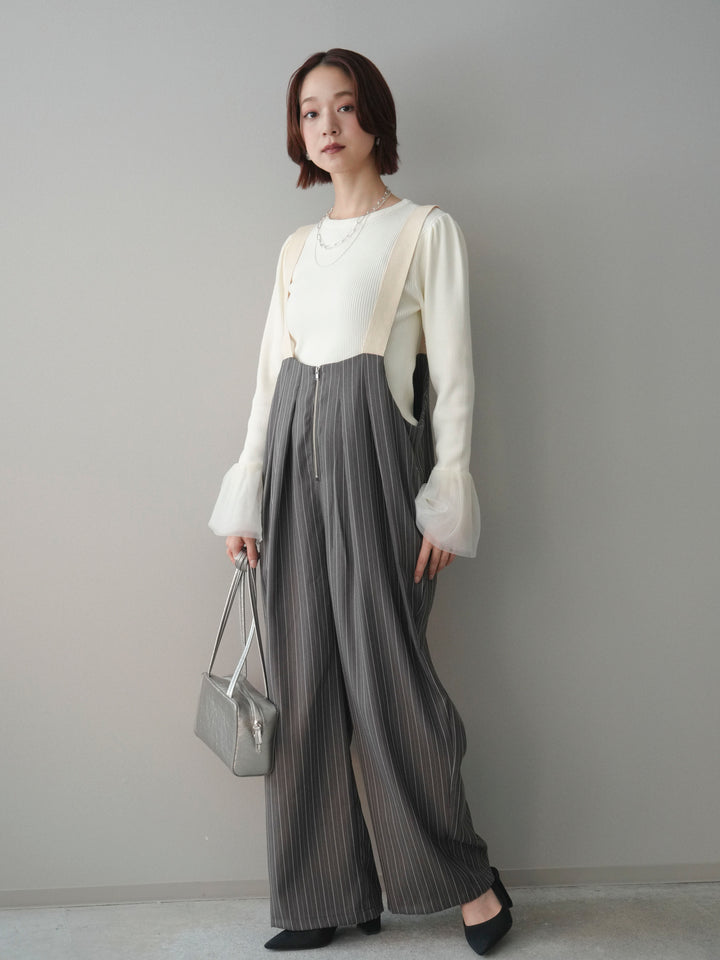 [SET]グログランテープストライプサロペット+グログランテープストライプサロペット(2set)