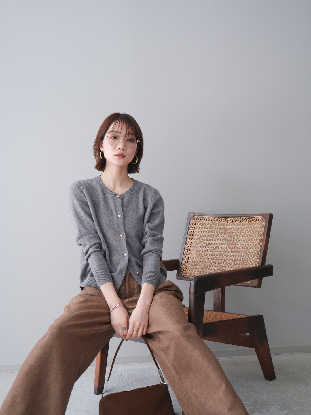 [SET]ハートボタンニットカーディガン+ハートボタンニットカーディガン(2set)