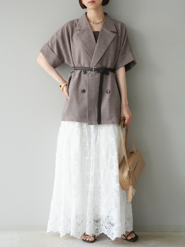 [予約]レースフレアスカート/ホワイト