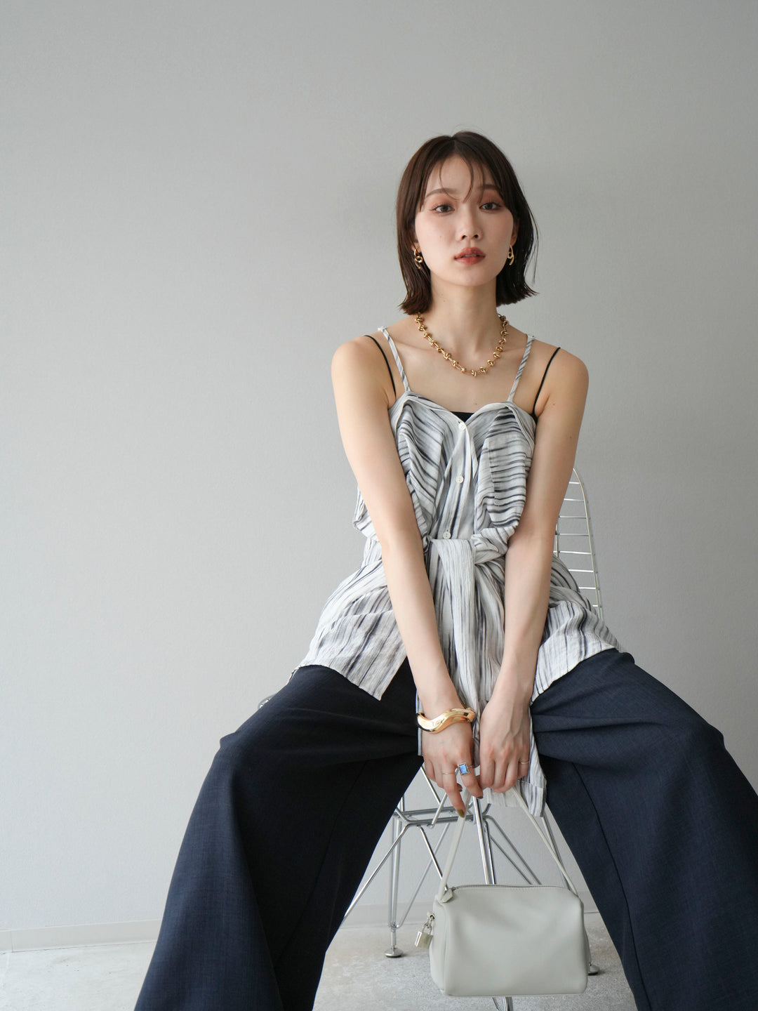 [予約]マルチWAYニュアンス柄オーバーシャツ/グレー