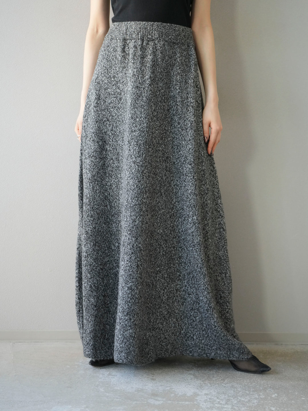 [予約]ミックスヤーンニットスカート/ブラック