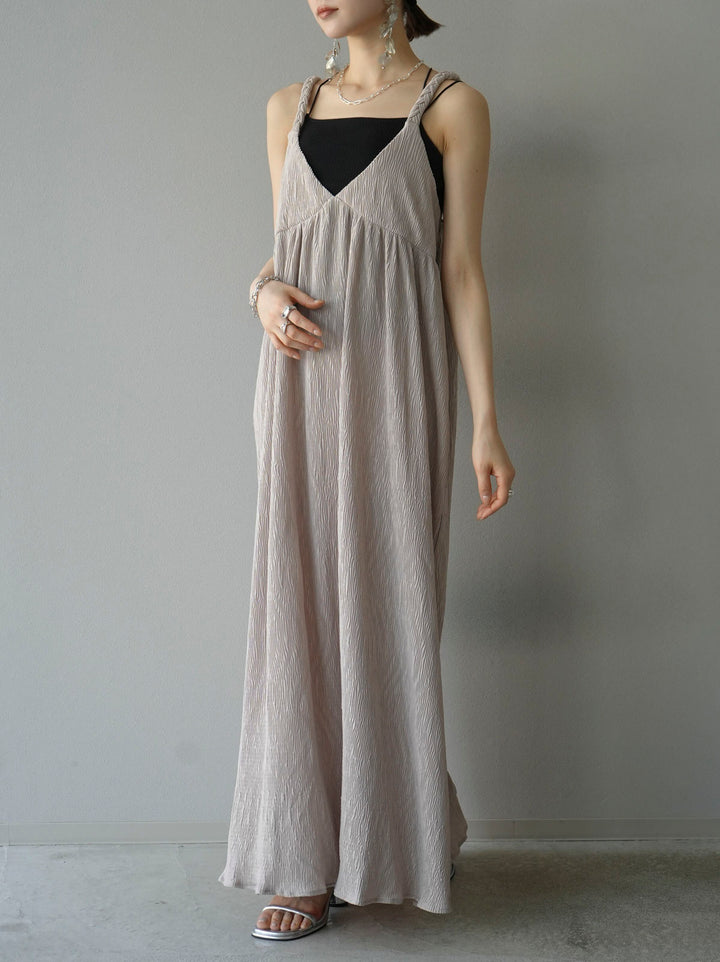 Willow braided string camisole dress/greige