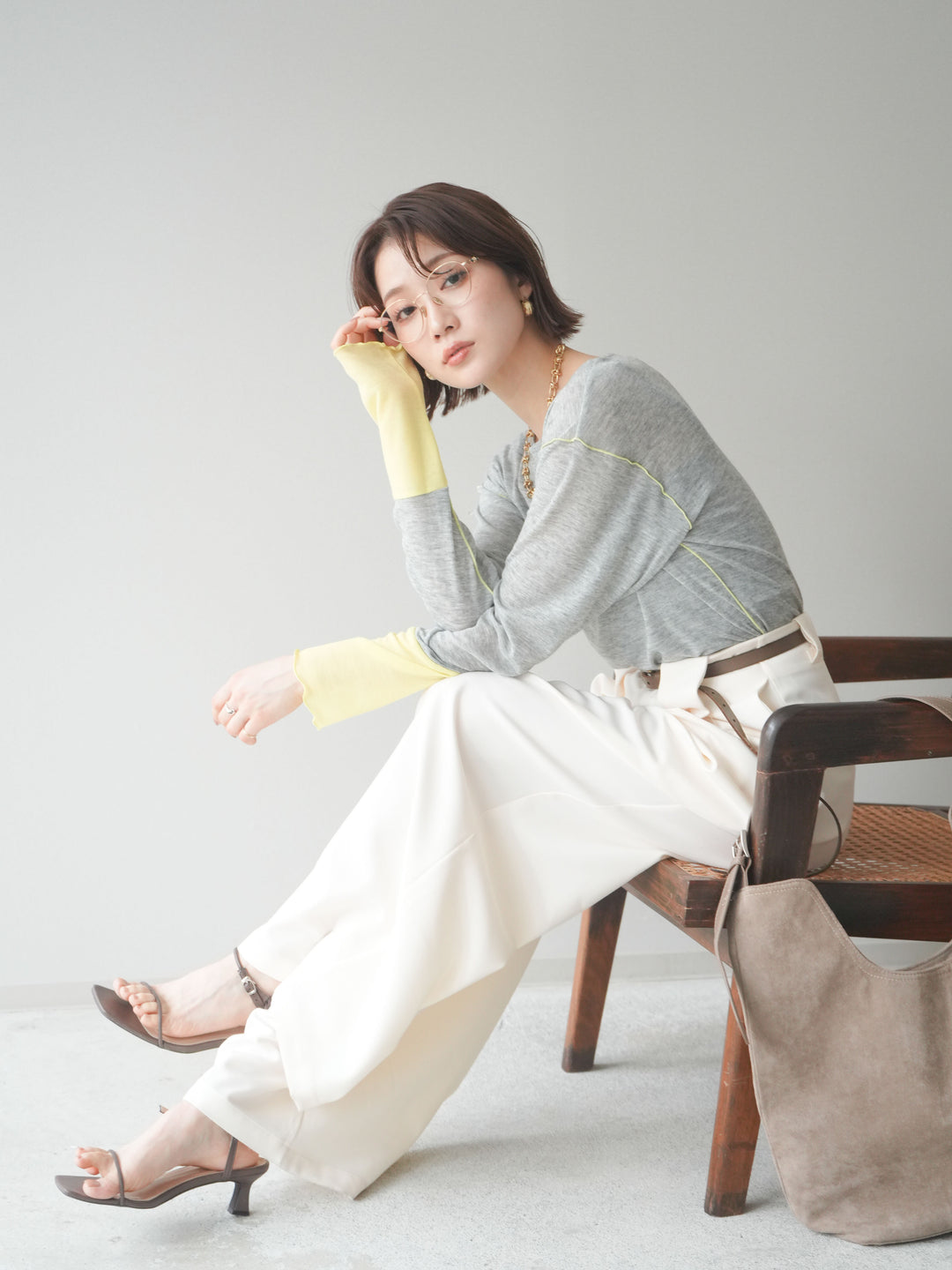 [SET]配色メロウトップス+配色メロウトップス(2set)