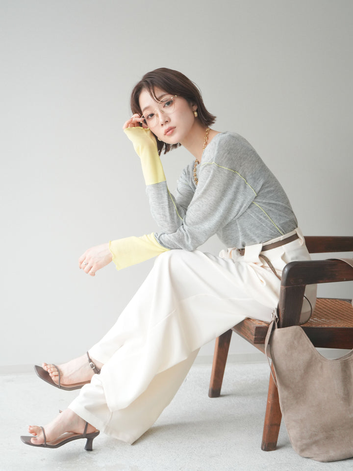 [SET]配色メロウトップス+配色メロウトップス(2set)