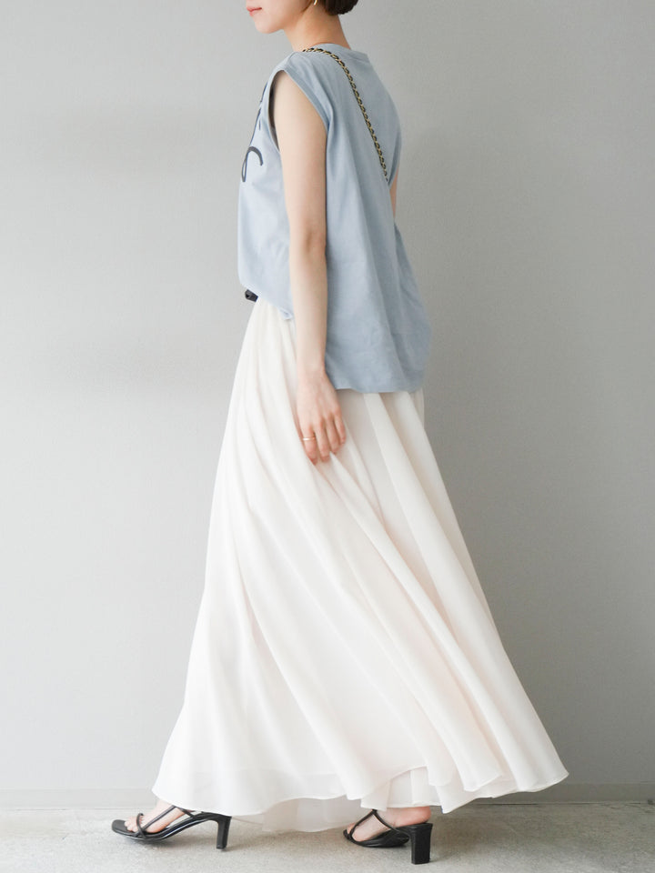 [予約]シフォンフレアスカート/アイボリー