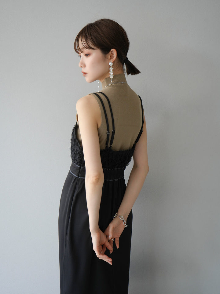 [Pre-order] Jacquard bustier design dress/Black