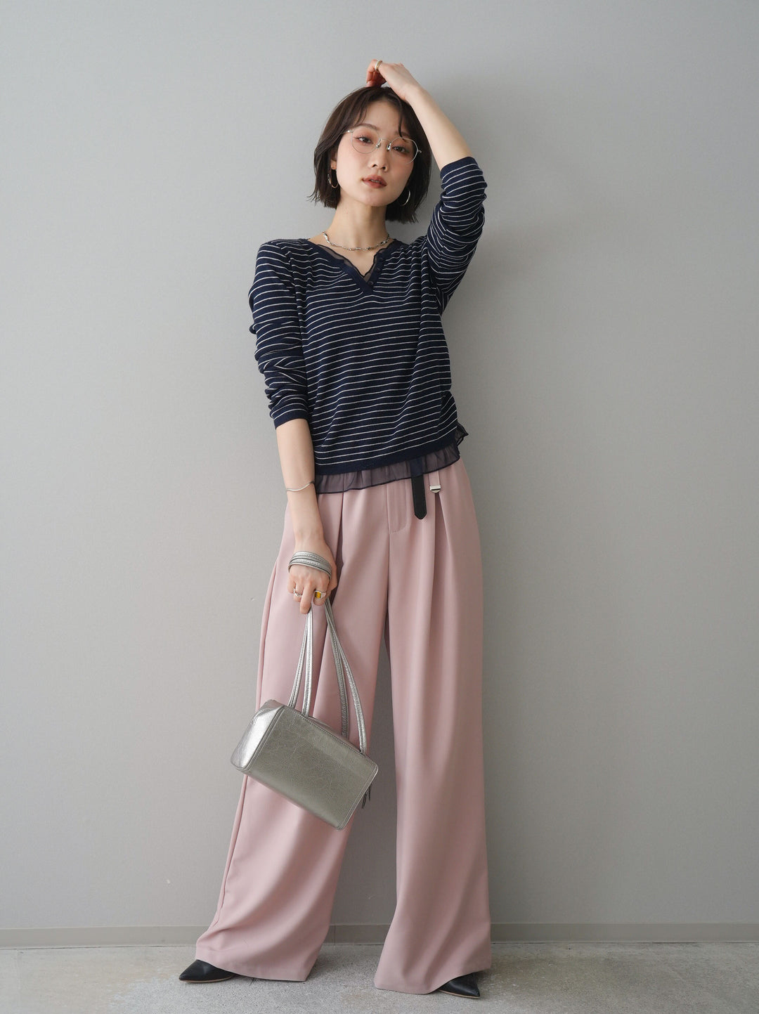 [予約]ベルト付キーホルダーモチーフワイドパンツ/pink