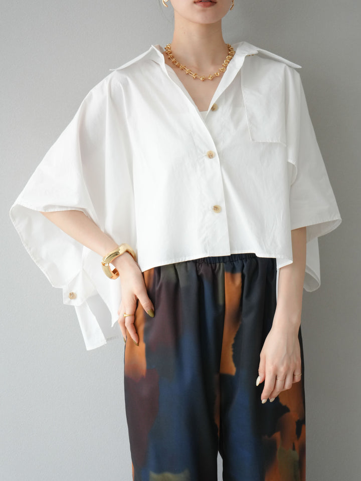 [予約]ポンチョショートシャツ/ホワイト