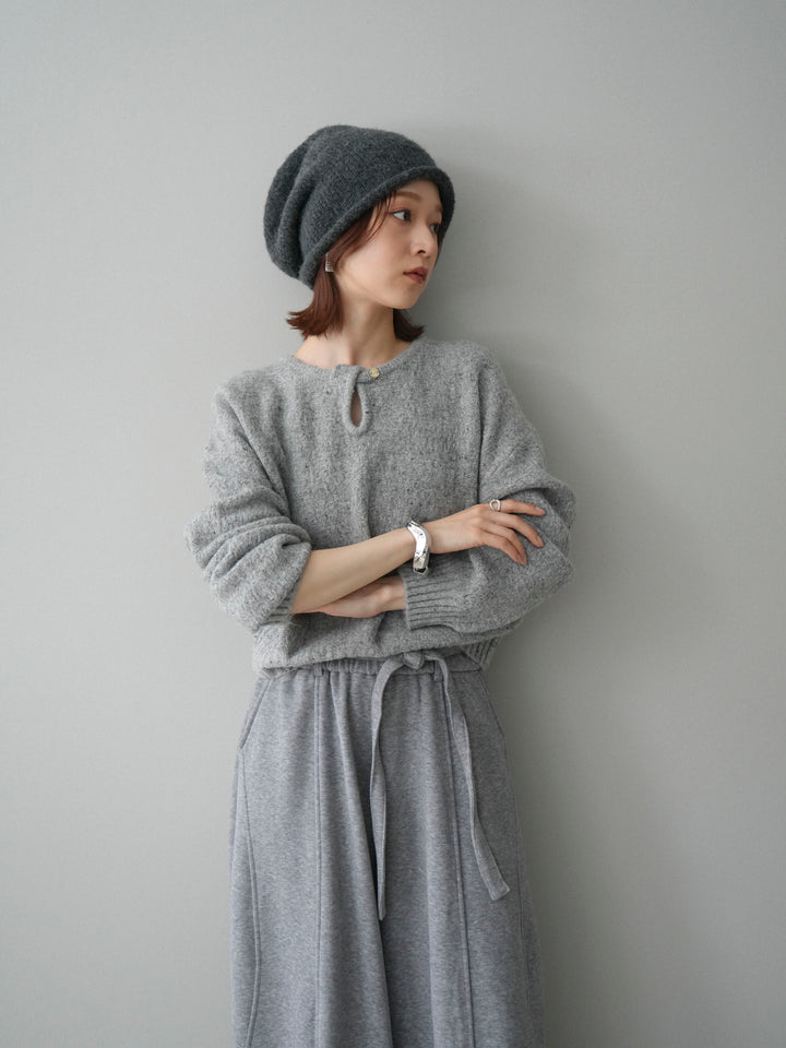 [予約]ツイストネックラメネップヤーンニットプルオーバー/gray