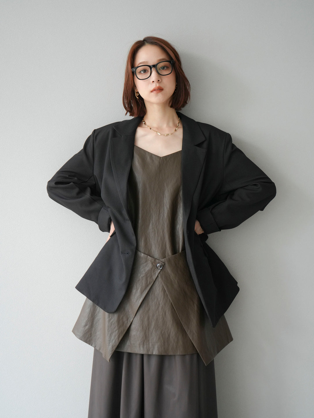 [予約]エステルオーバーテーラードジャケット/ブラック