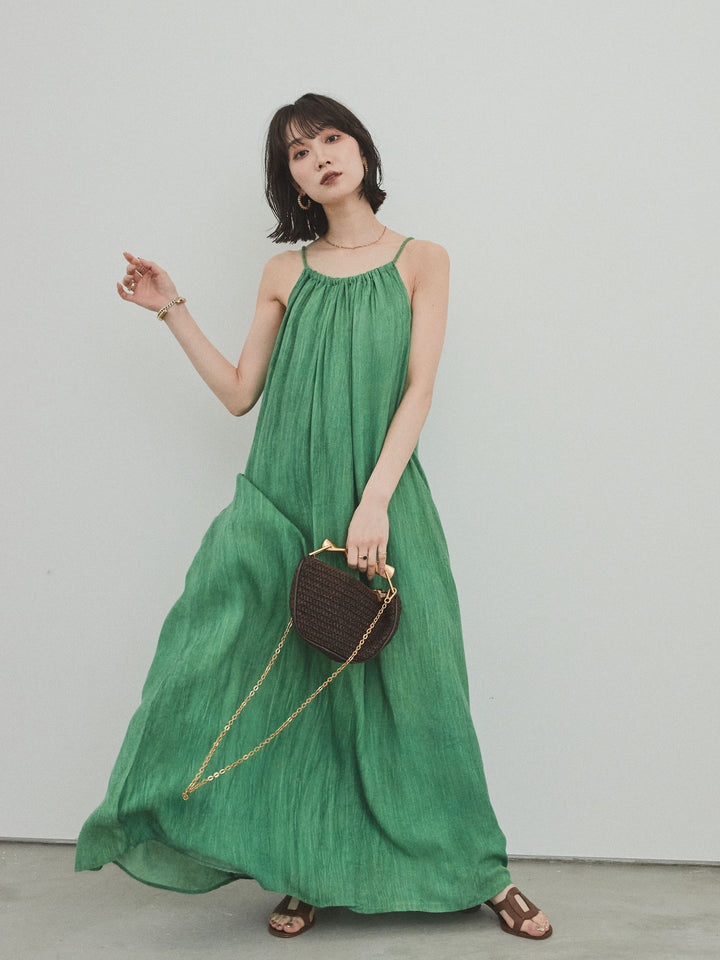 [予約]ムラ染めキャミワンピース/グリーン