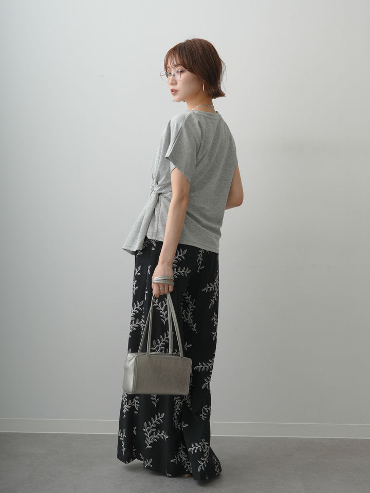 [SET]サイドノットTEE+リーフプリントタックワイドパンツ(2set)