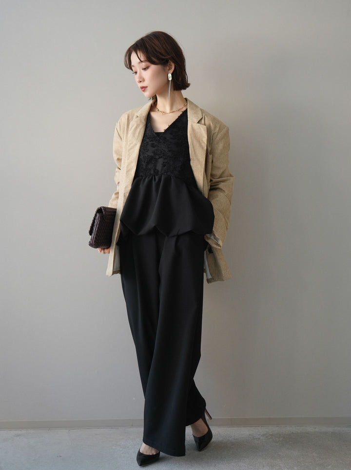 [SET]ジャガードレースぺプラムドッキングサロペット+選べるアクセセット(2set)