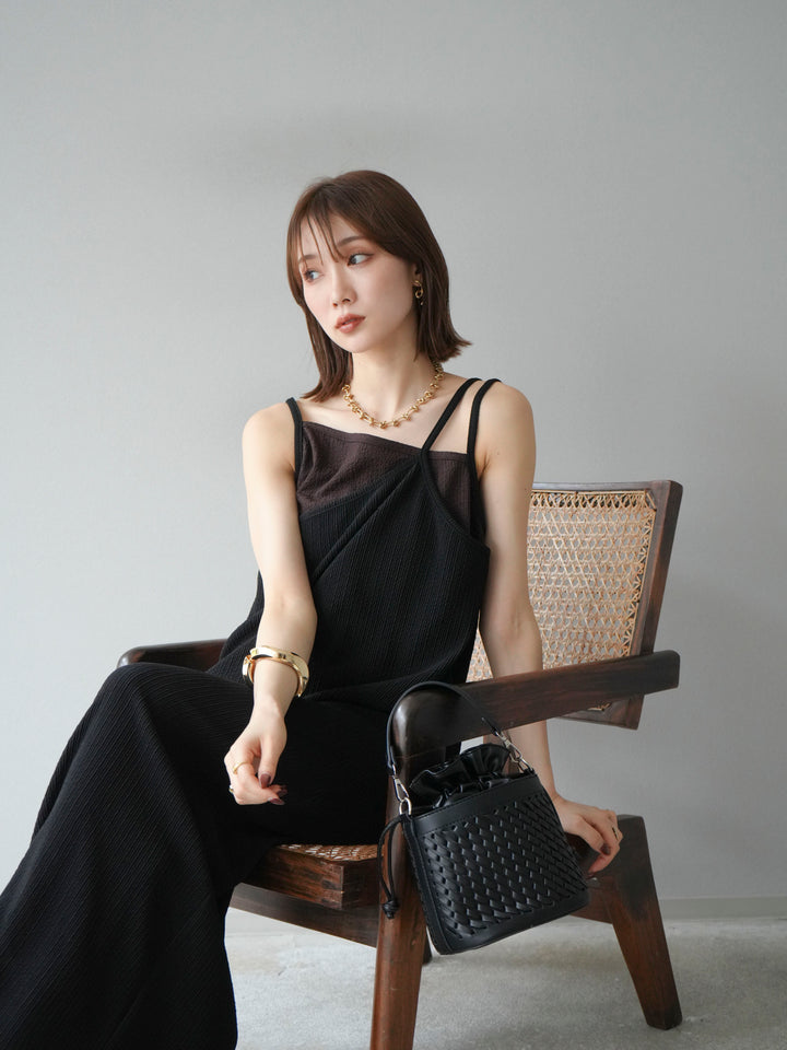 [予約]バイカラーレイヤードキャミワンピース/ブラック