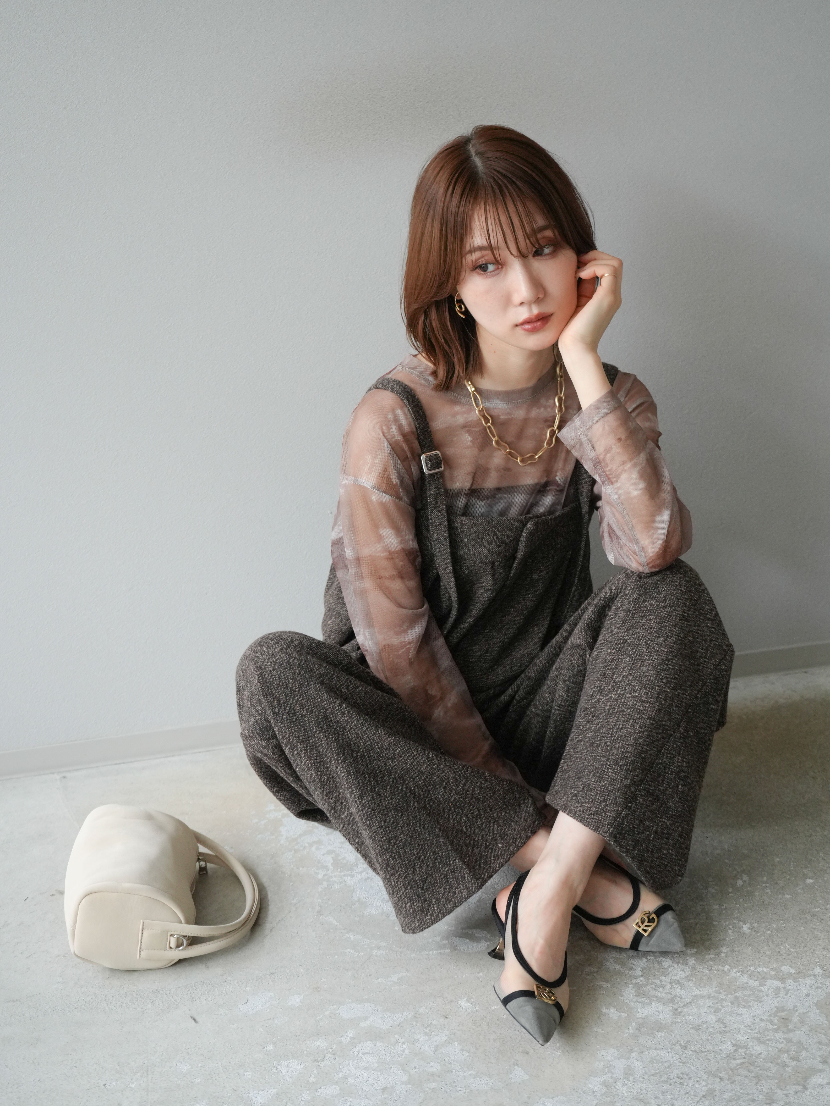 予約]ニュアンス柄シアートップス/カーキ – Lumier