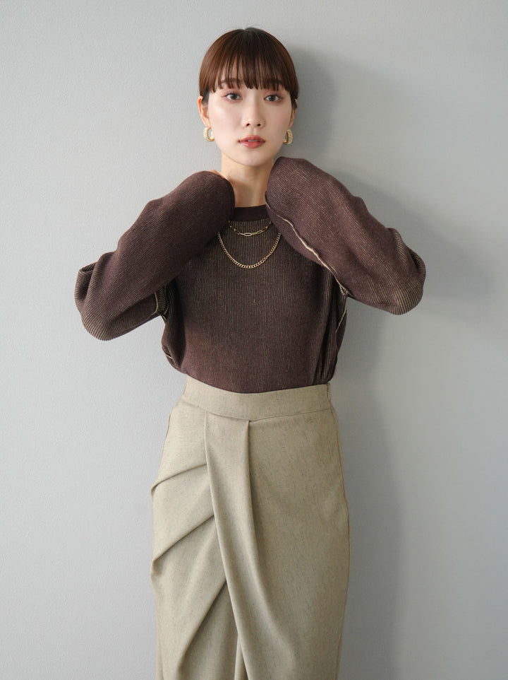 [套裝] 雙面配色羅紋針織套頭衫 + 可選飾品套裝（2 套）