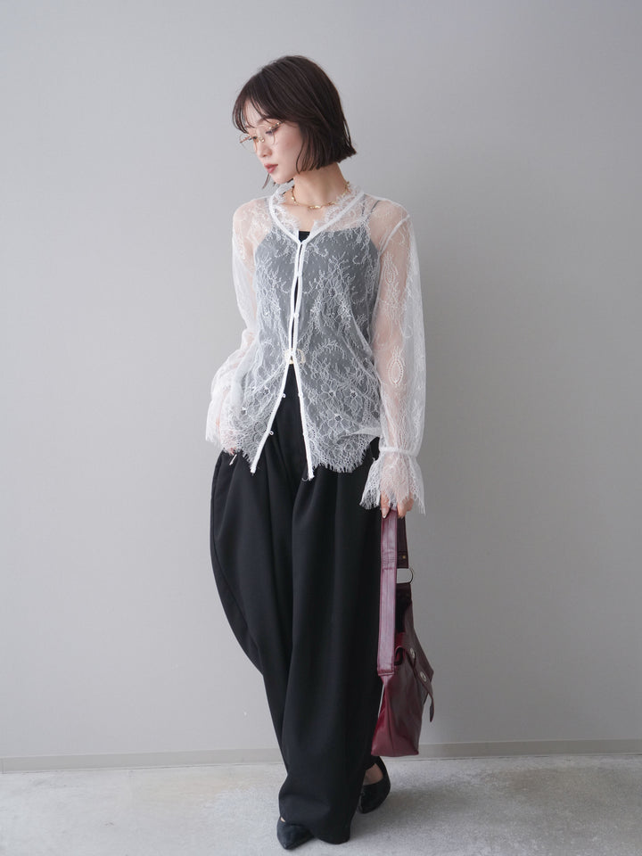 [予約]ジップポケットコクーンワイドパンツ/black