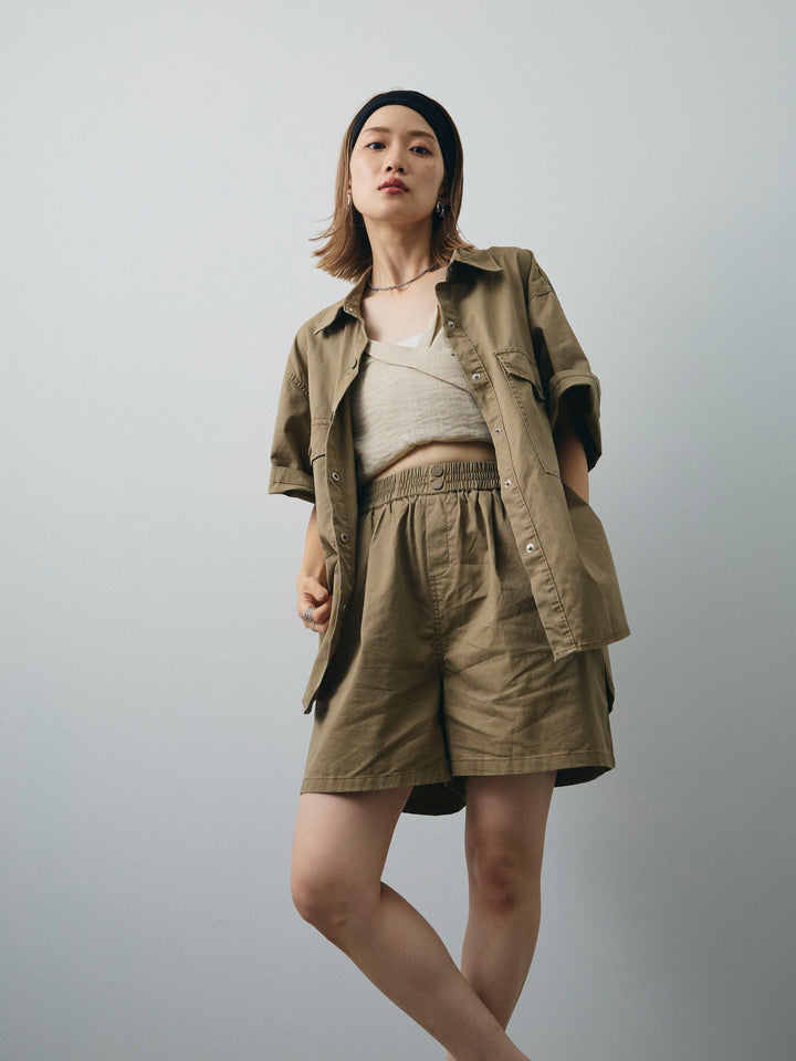 [SET]ミリタリーオーバーシャツ＆ハーフパンツSET UP+ミリタリーオーバーシャツ＆ハーフパンツSET UP(2set)