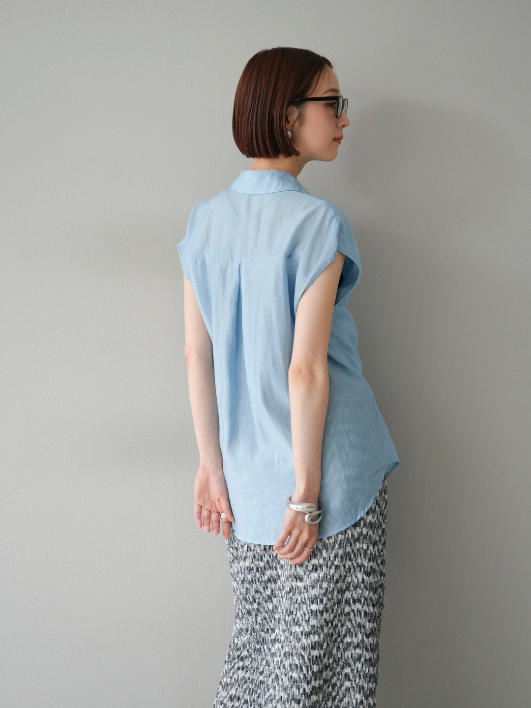 [SET]フロントタイシアーブラウス+マルチカラーランダムプリーツタイトスカート(2set)