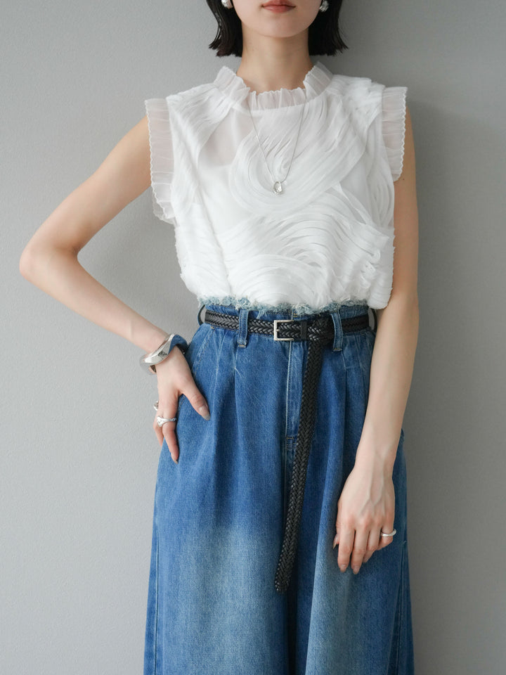 [SET]チュールジャガードノースリブラウス+チュールジャガードノースリブラウス(2set)