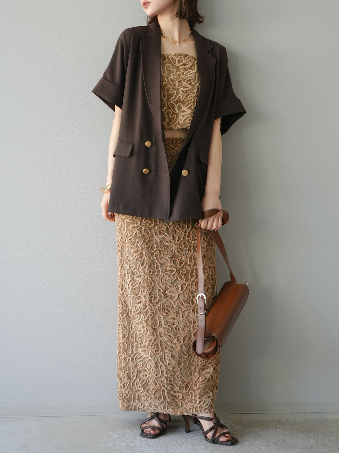 [予約]パイピングフラワーシアーベロアキャミソール/ベージュ