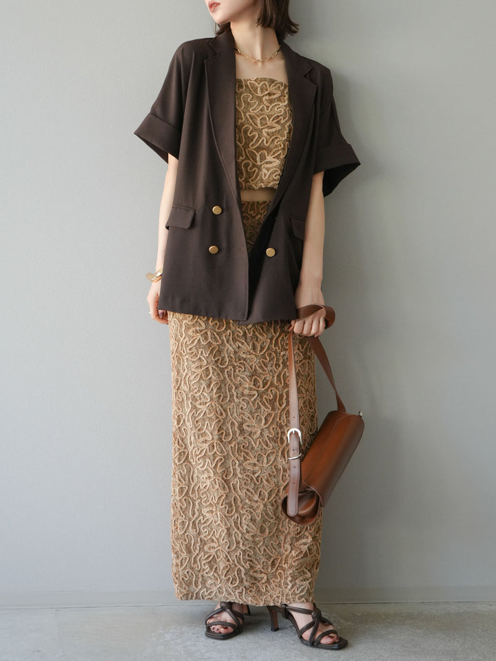 [予約]パイピングフラワーシアーベロアキャミソール/ベージュ