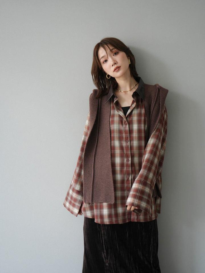 [予約]フードニットマフラー/ブラウン