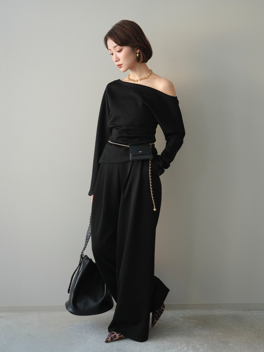 [SET]ライトポンチワンショルタックトップス＆パンツSETUP