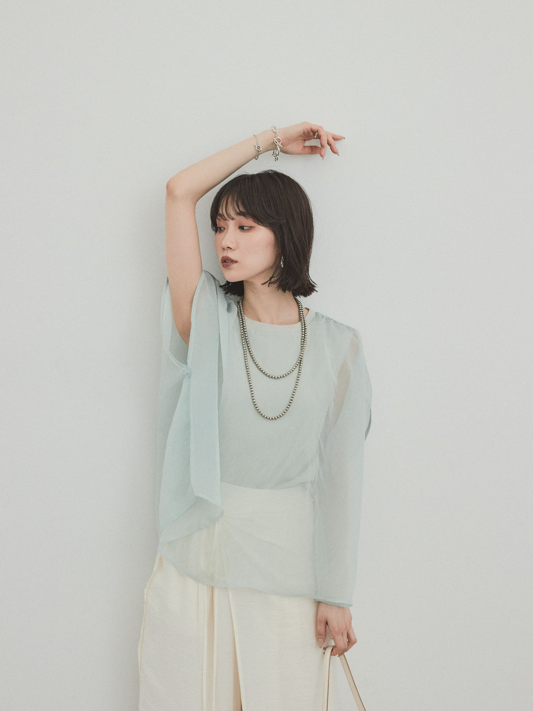 [予約]コンパクトスムースシアーレイヤードトップス/ミント