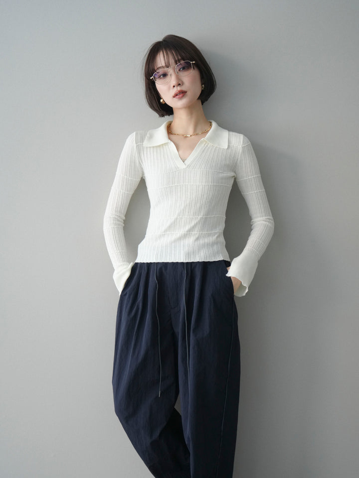 [予約]シアーリブスキッパーニットトップス/ivory