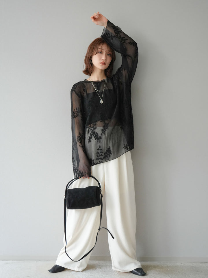 [予約]ネップワイドパンツ/アイボリー