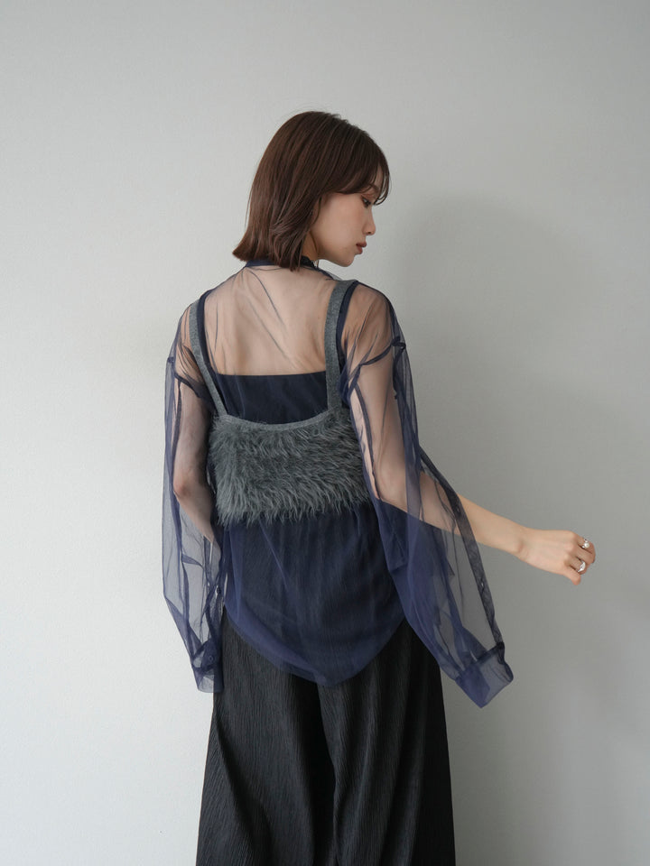 [予約]シャギーニットビスチェ/チャコール