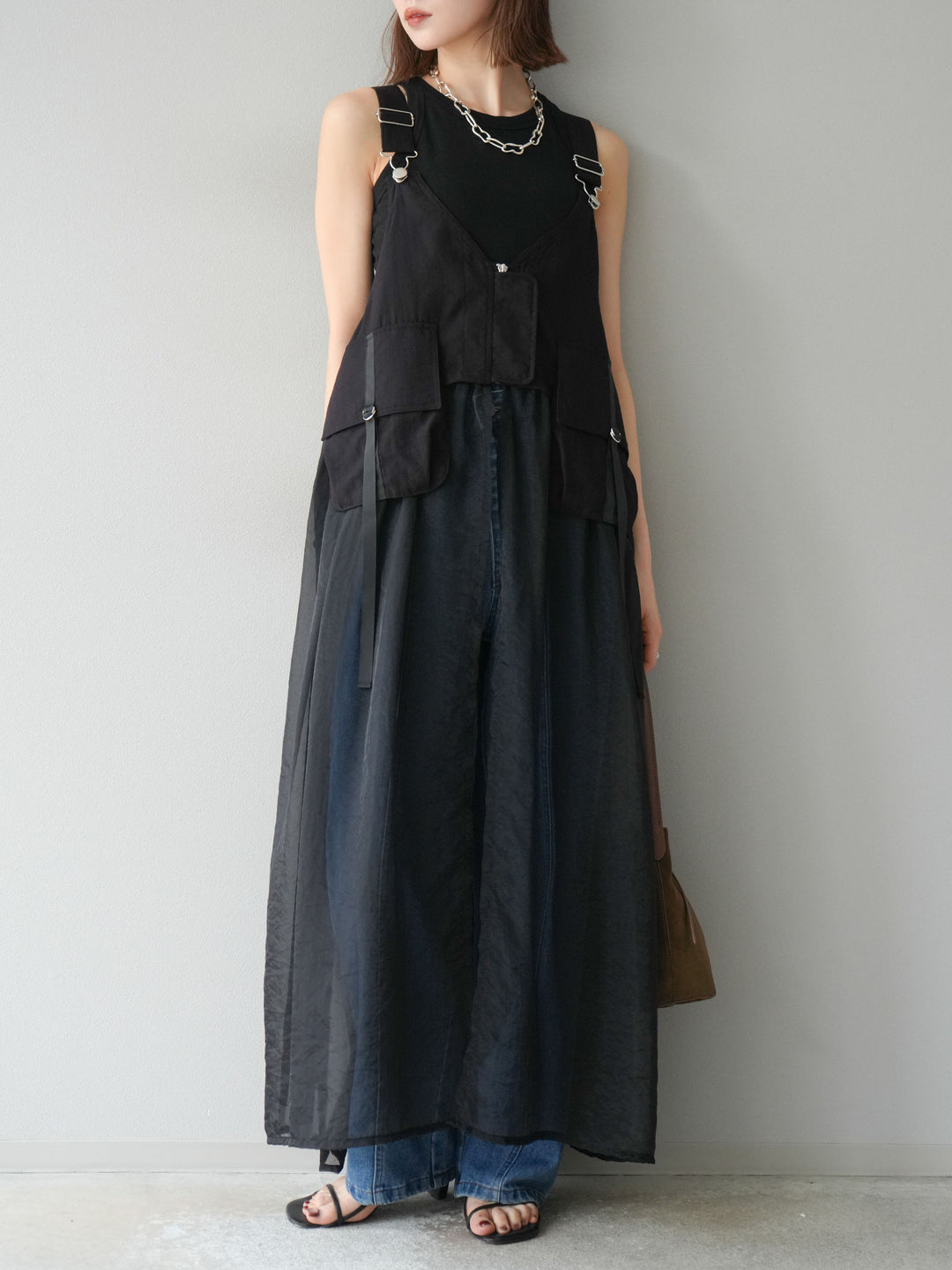 [予約]センターシームラップデザインストレートデニム/ブルー