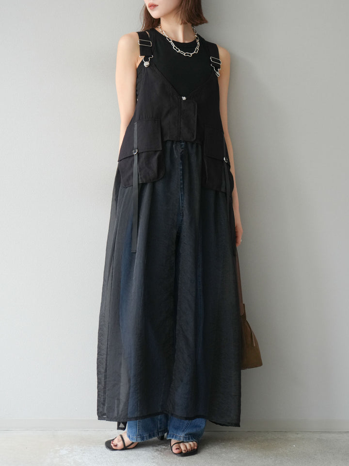 [予約]センターシームラップデザインストレートデニム/ブルー