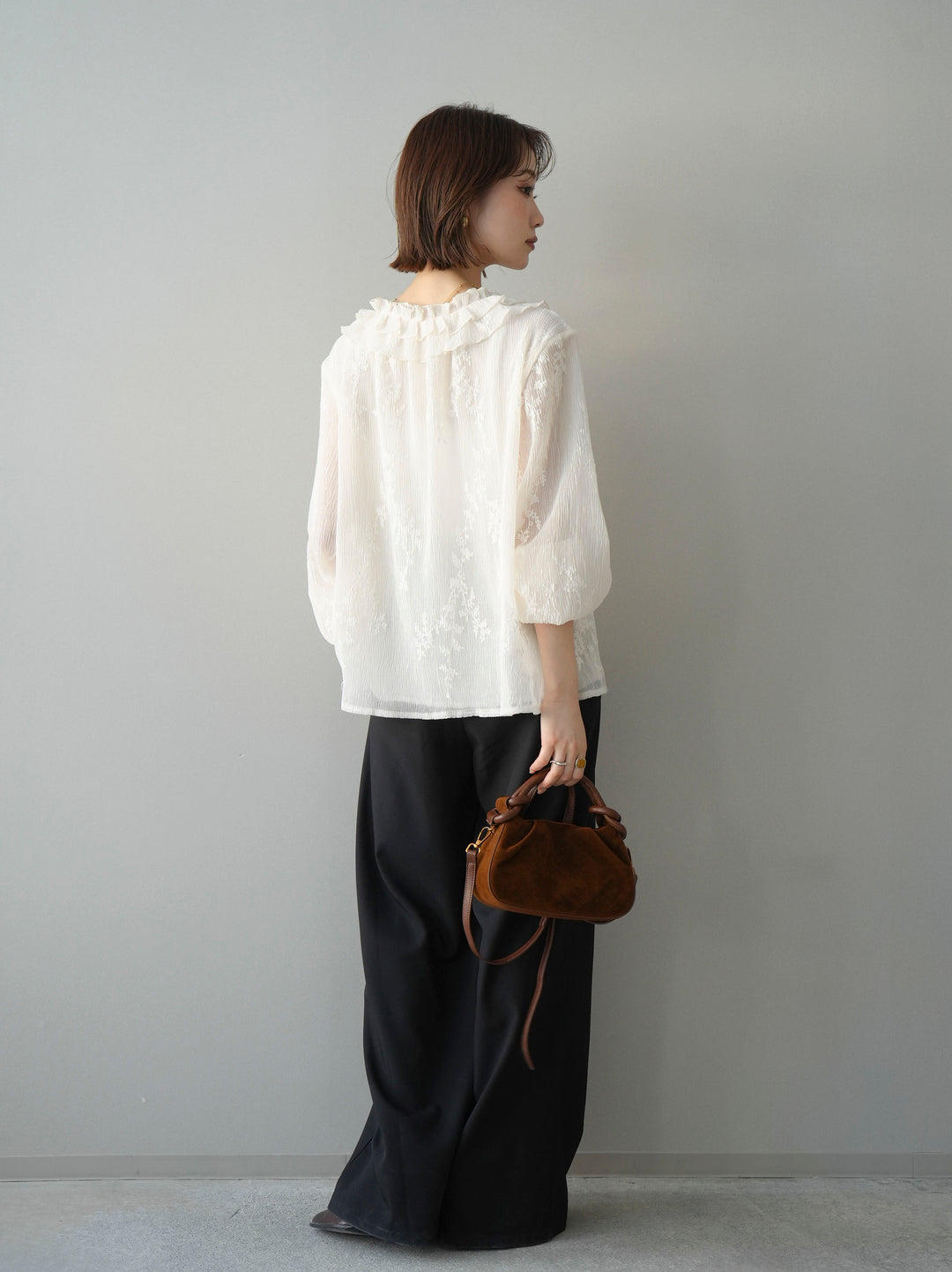 [予約]ベルト付キーホルダーモチーフワイドパンツ/black