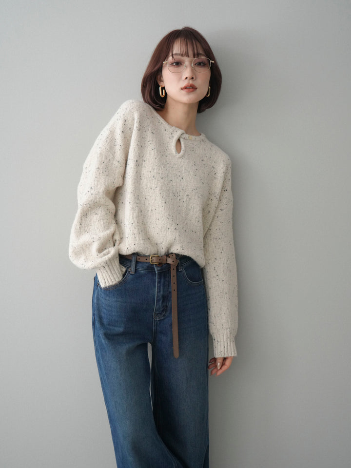 [SET]ツイストネックラメネップヤーンニットプルオーバー+選べるアクセセット(2set)