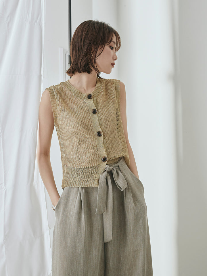 [預購] 細繩針織背心/金色