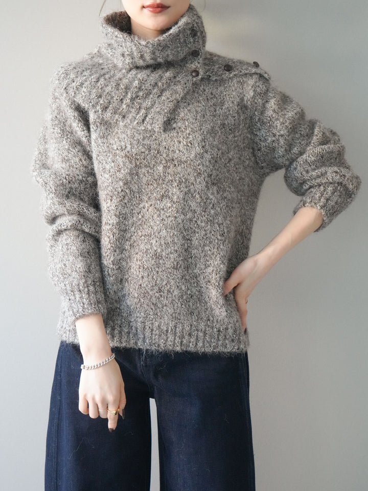 [予約]ネック付MIXニットアンサンブル/brown